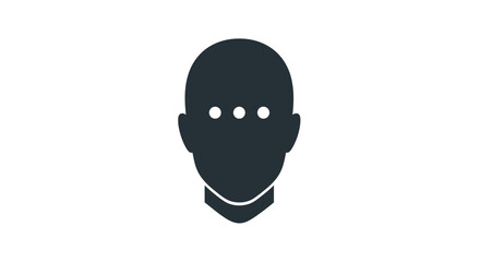 Fototapeta premium Simple dark icon of a human head with three dots for eyes.