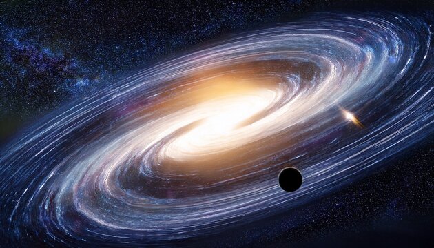 A Imagem Apresenta Um Buraco Negro E Uma Estrela Nascendo Perto De Uma Galaxia Espiral Destacando A Majestade Cosmica Espera Se Que Atenda As Expectativas