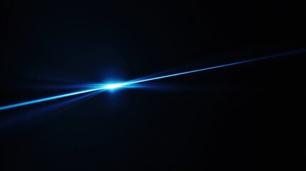 A blue light beam moves sharply from the left side across a dark background, creating a striking visual contrast.