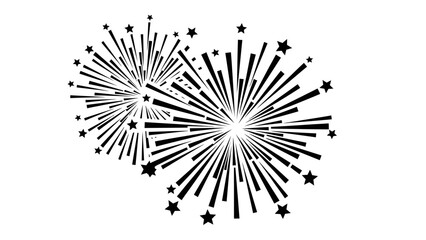 Fototapeta premium Stylized vector illustration of two festive fireworks bursts, perfect for celebrating special events, holidays, and joyous occasions with an energetic and dynamic visual appeal