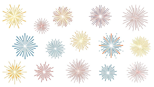 Collection of Radiant Bursting Starburst Elements for Festive and Celebration Designs