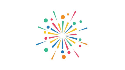 Abstract burst of colorful dots and lines radiating outwards from a central point, symbolizing celebration and excitement