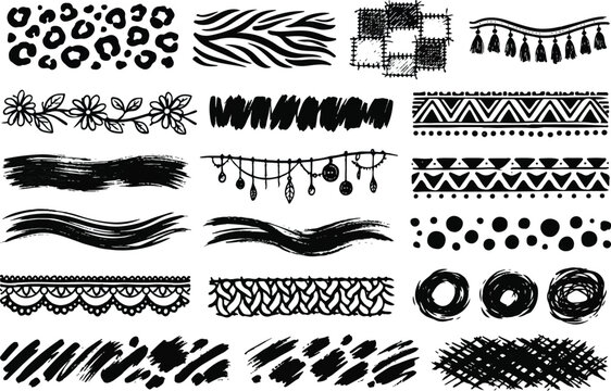 Black Ink pattern Brush Stroke | creative textile Pattern brush stoke Collection.