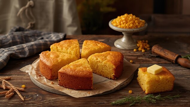 Freshly made cut-up cornbread available
