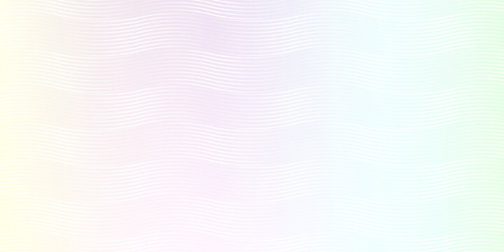 Guilloche pattern, passport rainbow watermark intersecting wavy lines with pastel rainbow gradient background