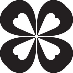 Fototapeta premium Black four petal abstract shape with white negative space