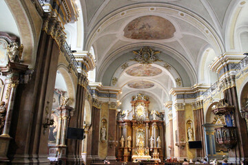 Fototapeta premium Golden altar church of Franciscan (St Peter of Alcantara) interior August 2024 Baroque sanctuary