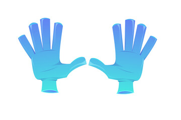 Fototapeta premium Blue Disposable Medical Gloves Vector Illustration - Pair of Protective Nitrile Handwear for Hygiene