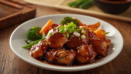 Teriyaki chicken with soy sauce, Asian dish