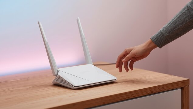 White Wi-Fi 7 router, supports Internet standards b, g, n, ac
