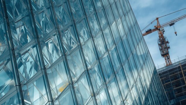 detailed perspective of a building's glass exterior