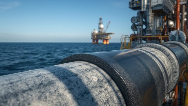 Pipes in offshore oil and gas operations wrapped in waterproof rubber sheet with insulation foam