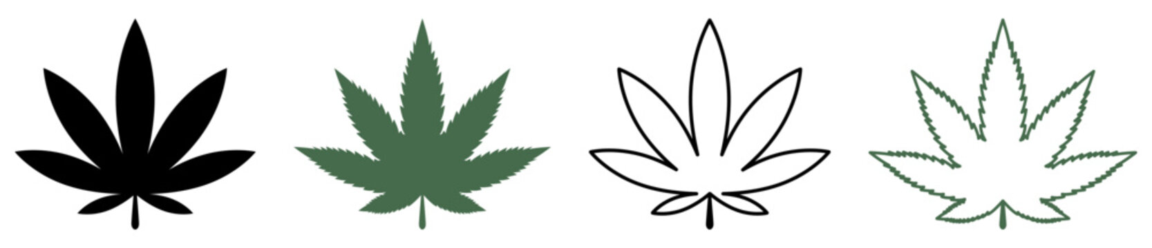 Set of cannabis leafs