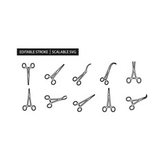 A set of various surgical scissors for medical purposes and procedures