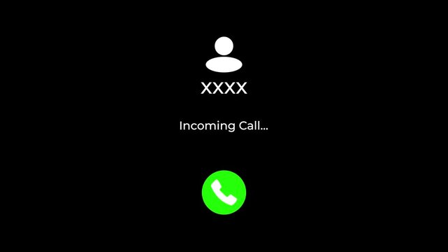 dark mode phone incoming call screen animation with animated accept call button for mobile interface.
