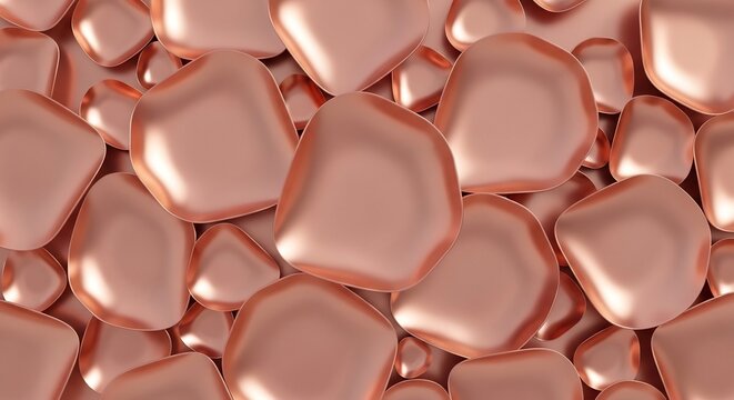 Close-up Macro Shot of Polished Rose Gold Nuggets Texture Background.