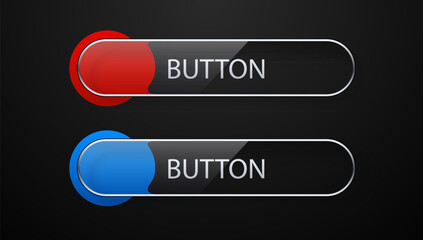 Modern glossy buttons in red and blue for user interface design. Perfect as toggle switches or interactive elements. Vector illustration