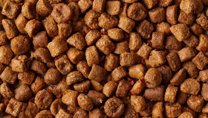Showcase of top-tier pet food, Visual focus on texture and quality, High-quality image highlighting attractive aspects of dog kibble