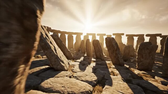 Stonehenge at Sunset - A Majestic Ancient Monument.