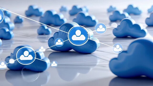 Blue Cloud Computing Concept with User Icon and Network Connections