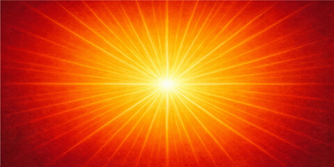 Obraz premium An abstract vector design featuring a bright sunburst of red and orange rays that create a warm energy explosion with a glowing yellow light beam texture