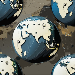 Fototapeta premium Stylized Earth globe with abstract continents and oceans.