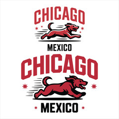 Obraz premium Two Chicago Mexico Dog Mascot Logos Keywords: dog, running, mascot, Chicago, Mexico, logo, sport