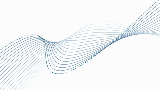 Wave-like spiral. Curved path of dots and lines. Vector image.