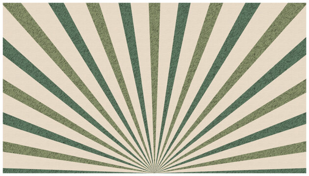 Retro Green and Cream Sunburst Background with Texture