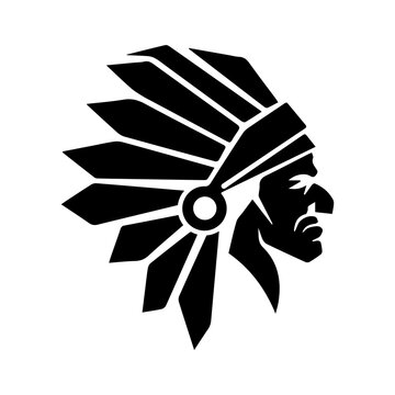 Native American Headdress Silhouette Icon.