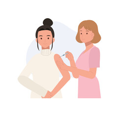 Obraz premium Woman Receiving Injection in Clinic by Medical Professional for Health and Wellness
