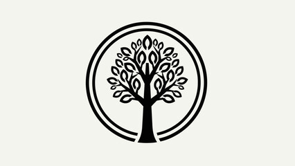 Obraz premium Stylized Tree of Life Emblem Inside Double Circle.