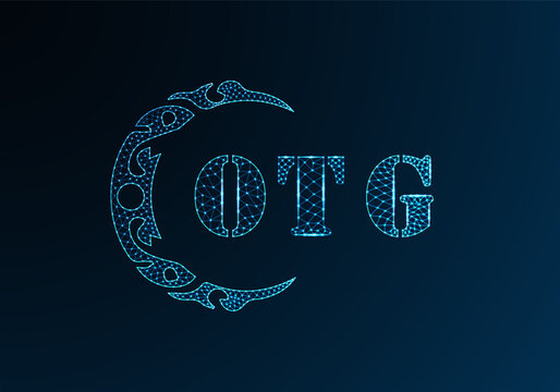 Low poly letter logo OTG design. OTG letter logo low poly vector design on blue color gradient background. OTG logo low poly design
