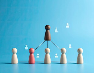 Obraz premium Organizational structure hierarchy management concept with wooden figures and connections
