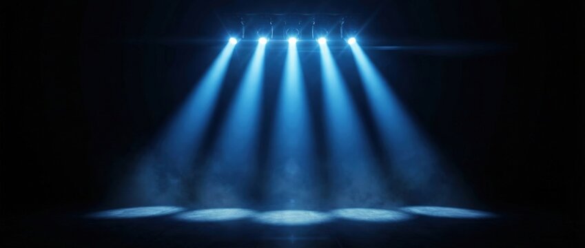 Dramatic spotlight showcase theater stage lighting display dark environment low angle view creative performance concept for enhanced audience engagement