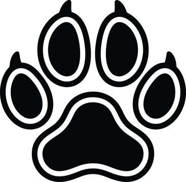 Black and white vector illustration of a pet paw print design for branding and marketing