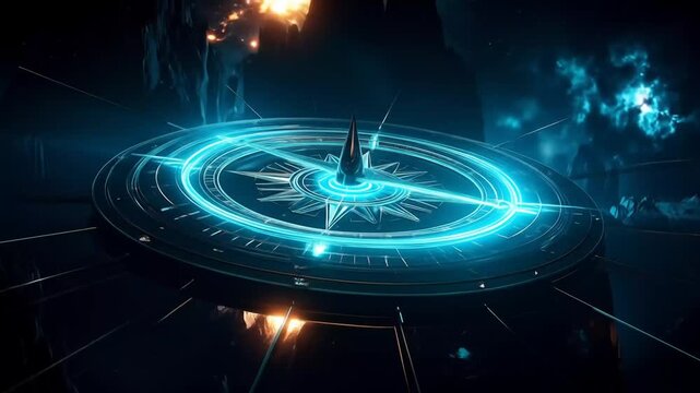 Glowing compass navigation illustration