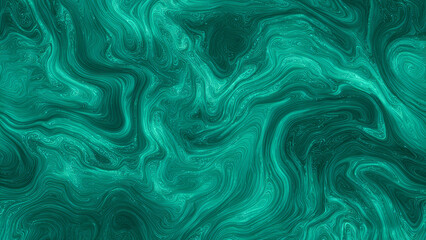 Fototapeta premium Emerald teal turquoise liquid marble swirl abstract fluid background texture