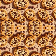 Seamless pattern of fresh baked bread and tasty pastry snacks featuring delicious pretzels, cookies, and bagels for a homemade bakery breakfast theme