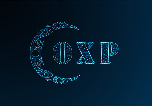 Low poly letter logo OXP design. OXP letter logo low poly vector design on blue color gradient background. OXP logo low poly design