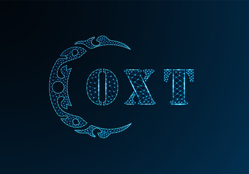 Low poly letter logo OXT design. OXT letter logo low poly vector design on blue color gradient background. OXT logo low poly design