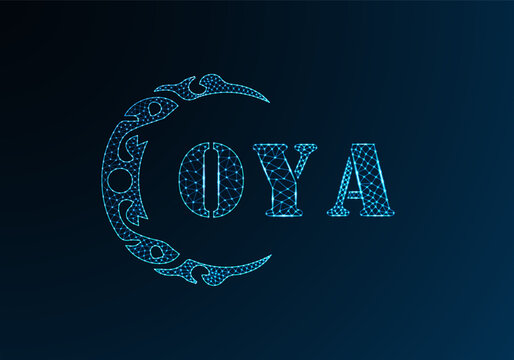 Low poly letter logo OYA design. OYA letter logo low poly vector design on blue color gradient background. OYA logo low poly design