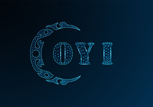 Low poly letter logo OYI design. OYI letter logo low poly vector design on blue color gradient background. OYI logo low poly design