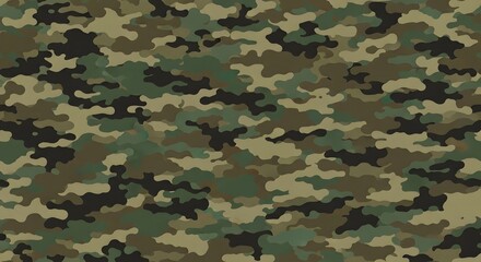 Fototapeta premium A close-up view of a camouflage pattern with various shades of green and brown.