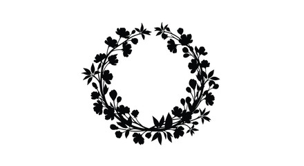 Floral wreath design featuring delicate black shapes a striking silhouette © MDALTUFHOSAIN