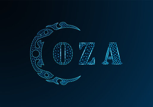 Low poly letter logo OZA design. OZA letter logo low poly vector design on blue color gradient background. OZA logo low poly design