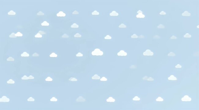 Soft white bokeh clouds drift across a pale blue sky