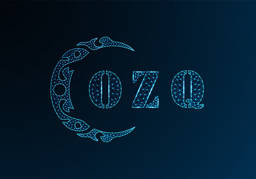 Low poly letter logo OZQ design. OZQ letter logo low poly vector design on blue color gradient background. OZQ logo low poly design