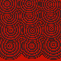  Red and Black Concentric Circles Seamless Pattern Background with Overlapping Layers. © Ulan