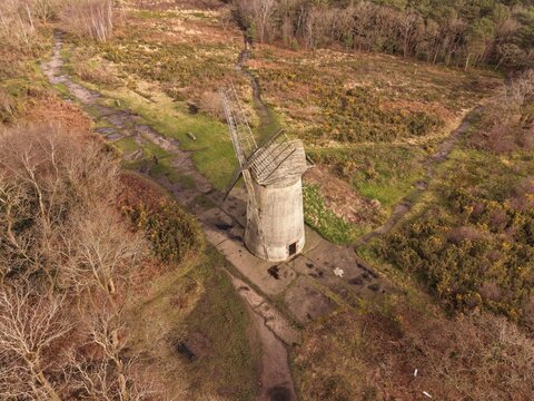 Bidston Hill Merseyside, 03012026: Bidston Hill Windmill from above